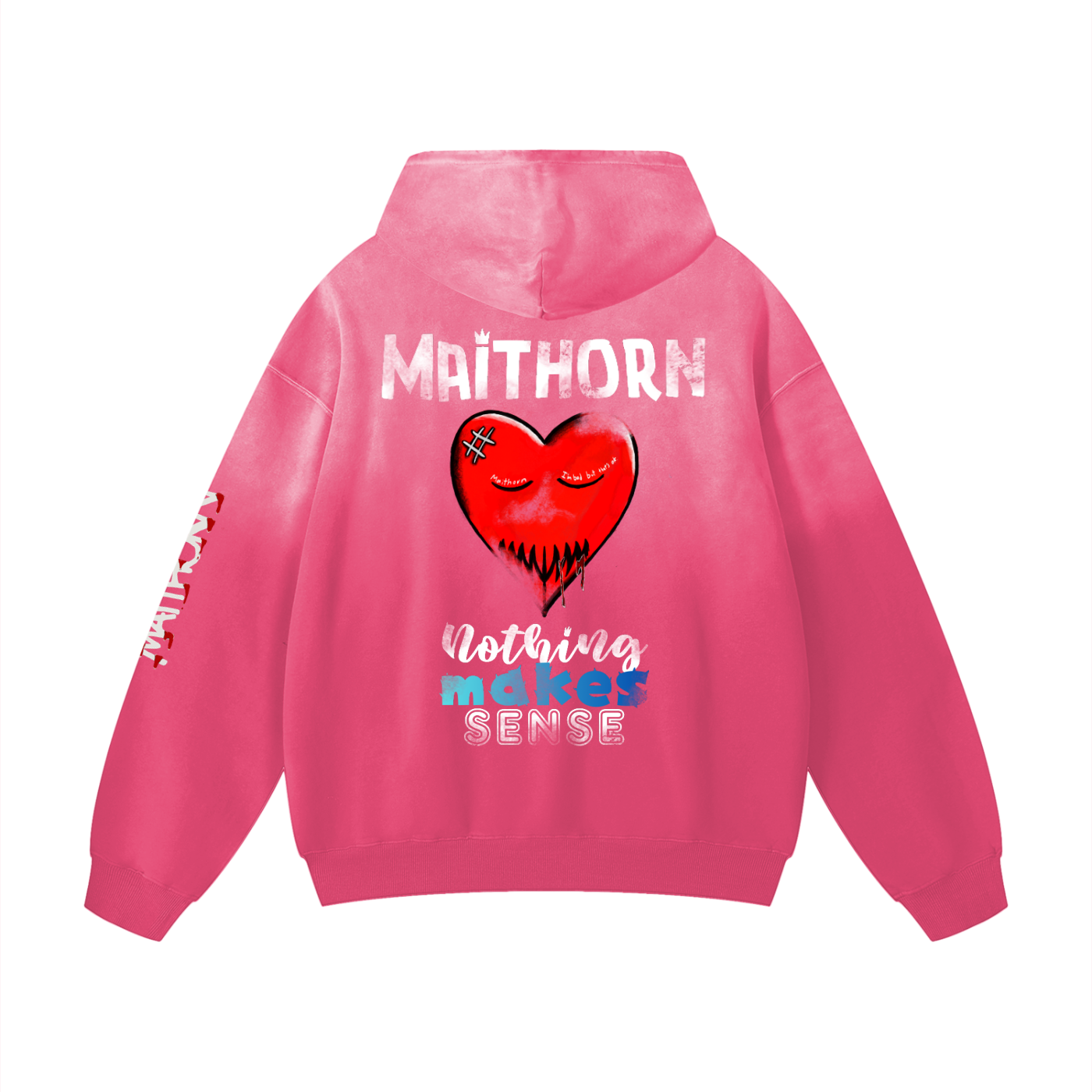 Oversize, Pink, Heart, Hoddie